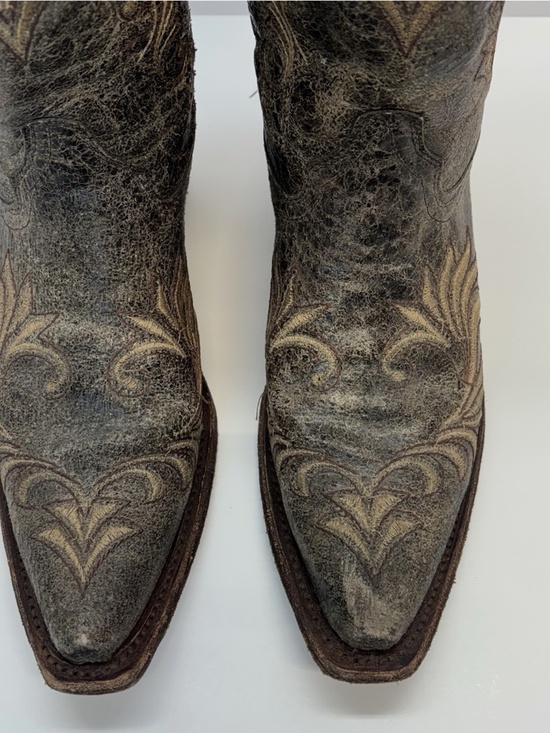 Circle G 36632 Brown Cowhide Embroidered Design Cowgirl Boots Women's Size 7.5 M - Picture 4 of 12